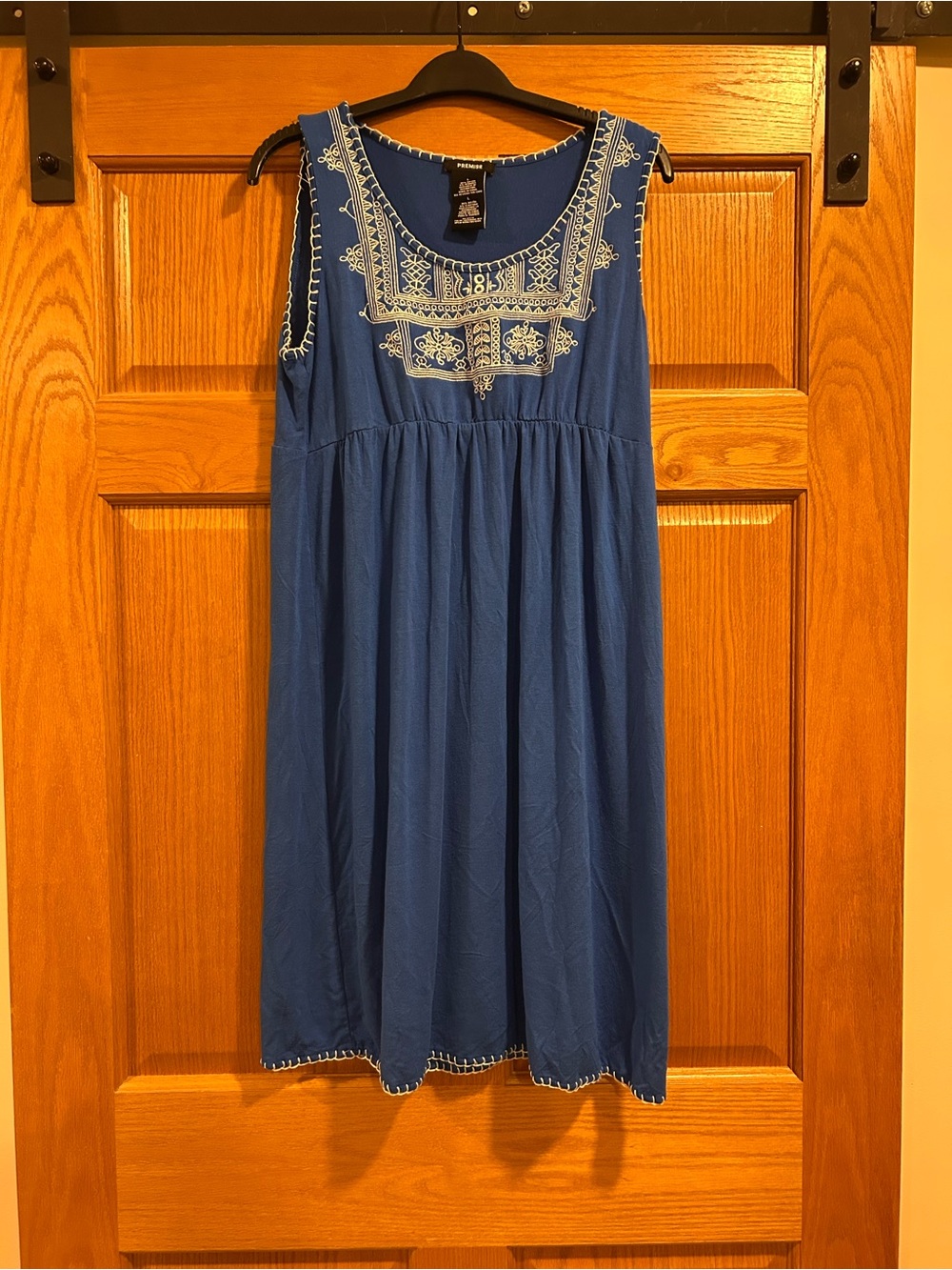 Boho Style Premise Royal Blue Embroidered Sleeveless Dress Size Large